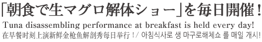 「朝食で生マグロ解体ショー」を毎日開催！